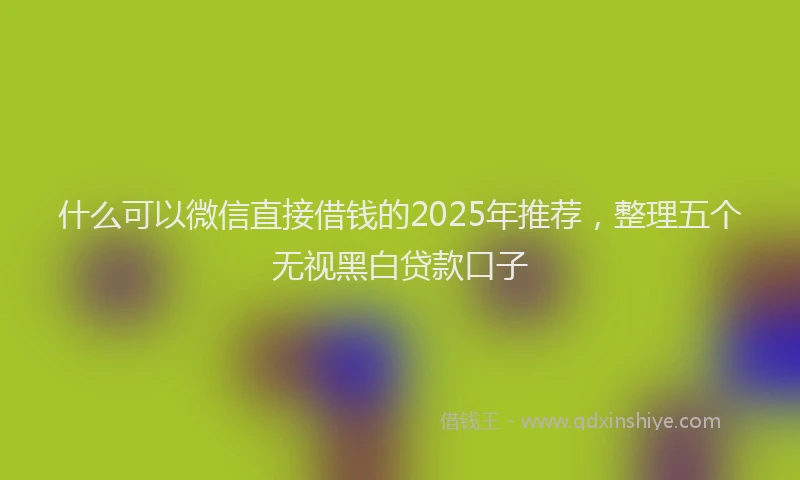 什么可以微信直接借钱的2025年推荐，整理五个无视黑白贷款口子