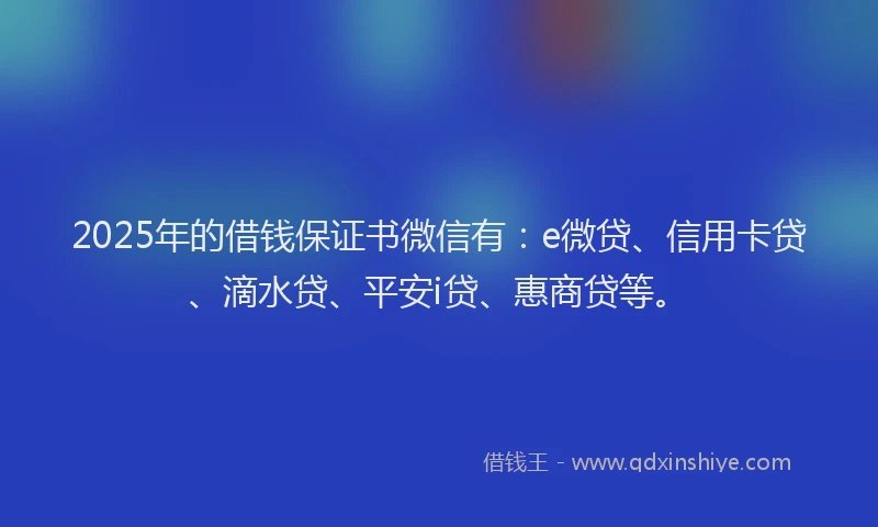 2025年的借钱保证书微信有：e微贷、信用卡贷、滴水贷、平安i贷、惠商贷等。