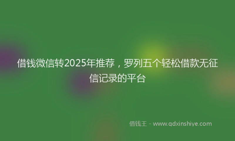 借钱微信转2025年推荐，罗列五个轻松借款无征信记录的平台