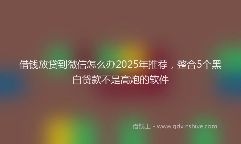 借钱放贷到微信怎么办2025年推荐，整合5个黑白贷款不是高炮的软件