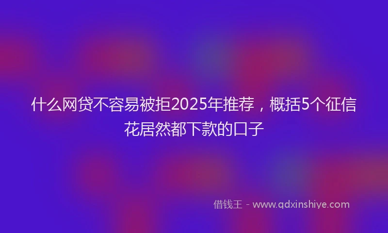 什么网贷不容易被拒2025年推荐，概括5个征信花居然都下款的口子