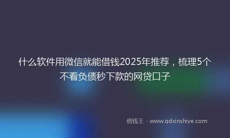什么软件用微信就能借钱2025年推荐，梳理5个不看负债秒下款的网贷口子