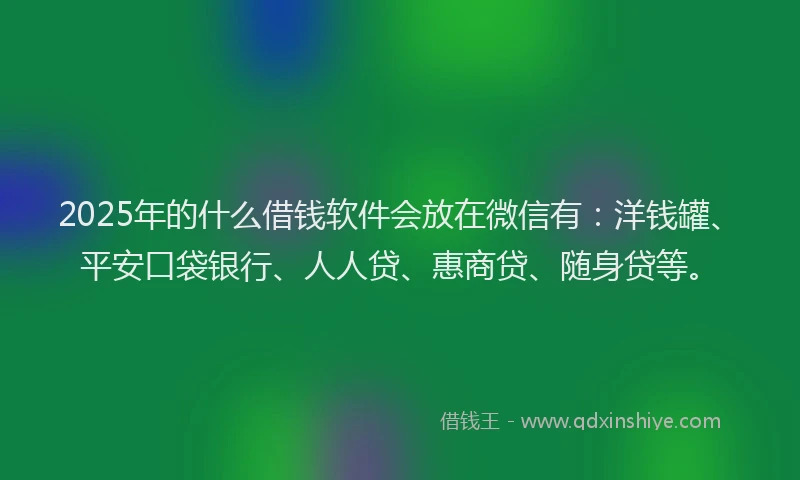 2025年的什么借钱软件会放在微信有：洋钱罐、平安口袋银行、人人贷、惠商贷、随身贷等。