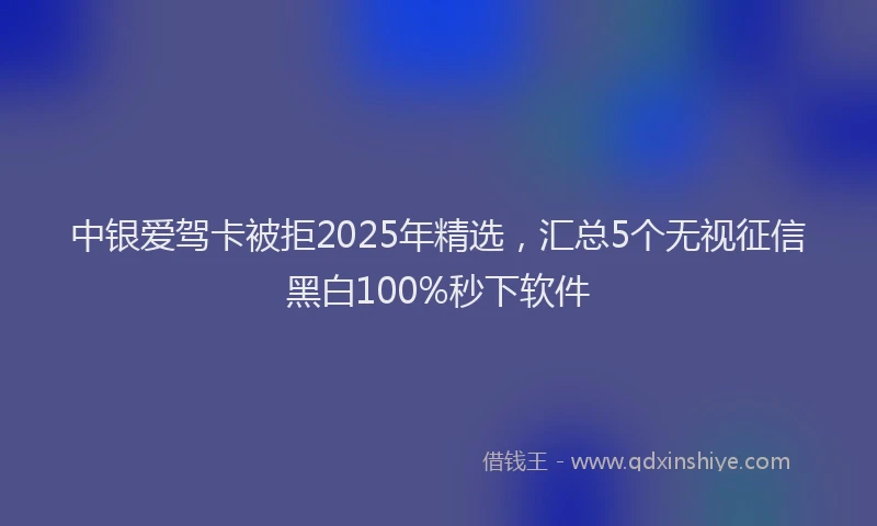 中银爱驾卡被拒2025年精选，汇总5个无视征信黑白100%秒下软件