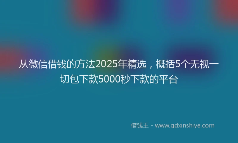 从微信借钱的方法2025年精选，概括5个无视一切包下款5000秒下款的平台