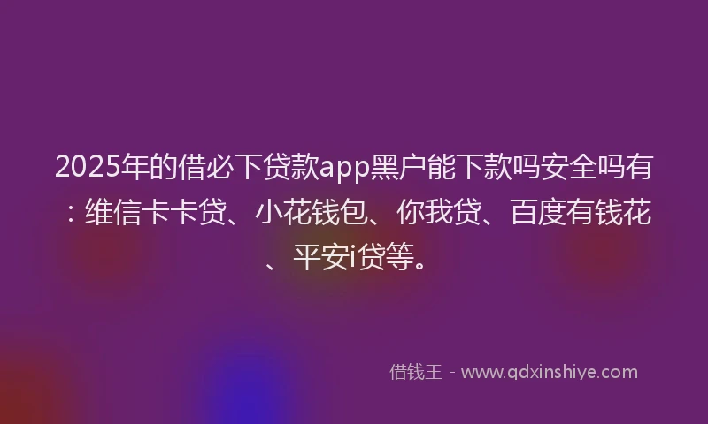 2025年的借必下贷款app黑户能下款吗安全吗有：维信卡卡贷、小花钱包、你我贷、百度有钱花、平安i贷等。