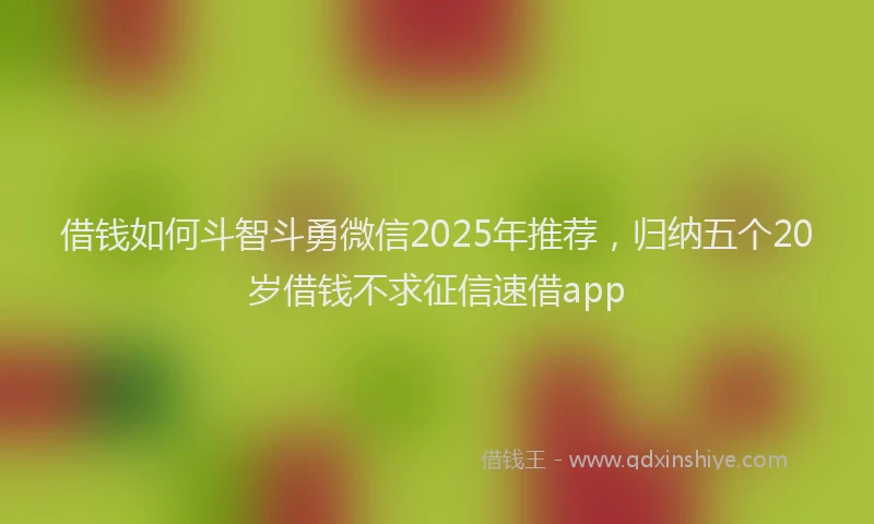 借钱如何斗智斗勇微信2025年推荐，归纳五个20岁借钱不求征信速借app