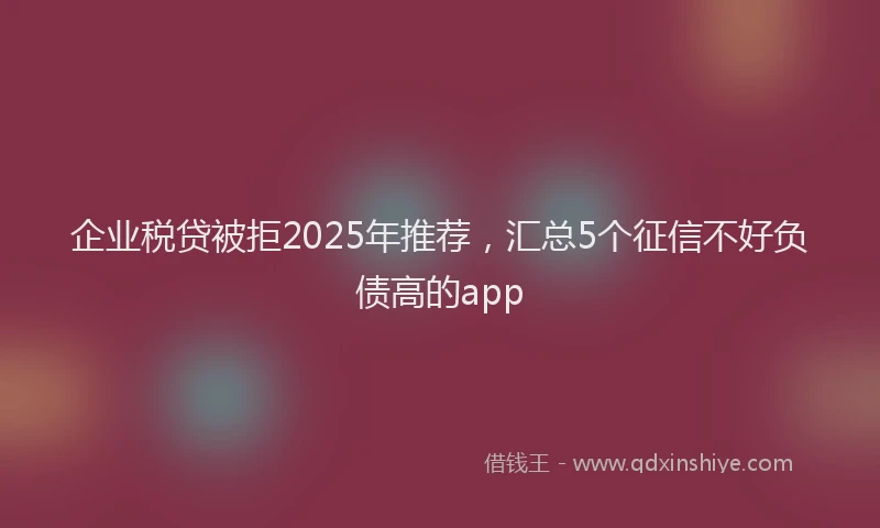 企业税贷被拒2025年推荐，汇总5个征信不好负债高的app