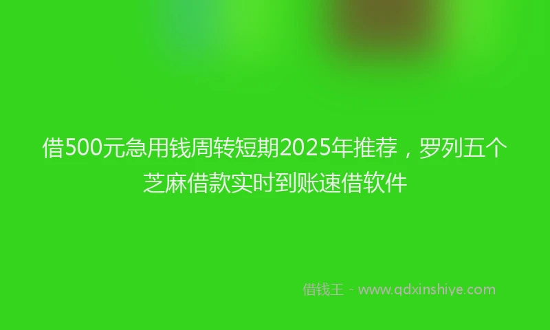 借500元急用钱周转短期2025年推荐，罗列五个芝麻借款实时到账速借软件
