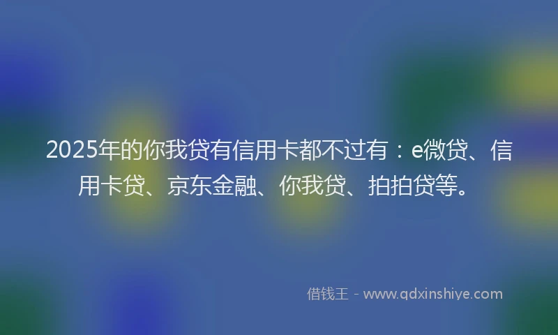 2025年的你我贷有信用卡都不过有：e微贷、信用卡贷、京东金融、你我贷、拍拍贷等。