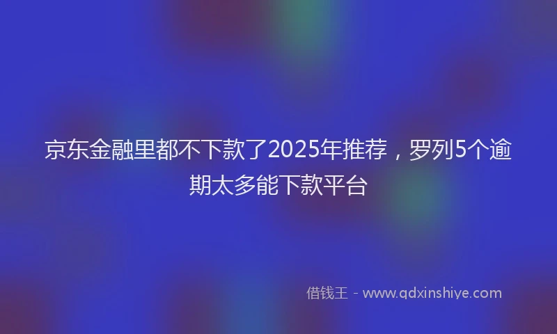 京东金融里都不下款了2025年推荐，罗列5个逾期太多能下款平台