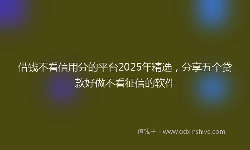 借钱不看信用分的平台2025年精选，分享五个贷款好做不看征信的软件
