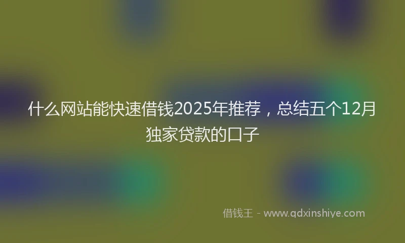 什么网站能快速借钱2025年推荐，总结五个12月独家贷款的口子