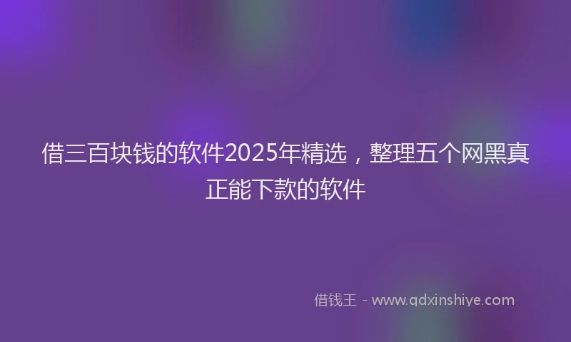 借三百块钱的软件2025年精选，整理五个网黑真正能下款的软件