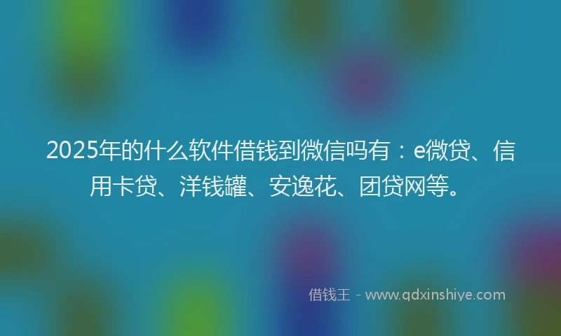 2025年的什么软件借钱到微信吗有：e微贷、信用卡贷、洋钱罐、安逸花、团贷网等。