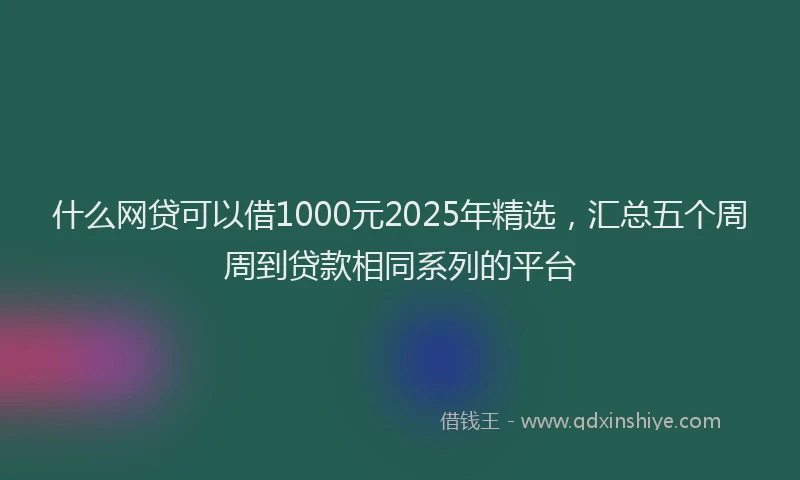 什么网贷可以借1000元2025年精选，汇总五个周周到贷款相同系列的平台