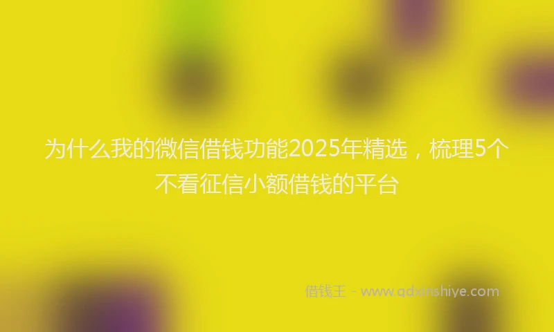 为什么我的微信借钱功能2025年精选，梳理5个不看征信小额借钱的平台