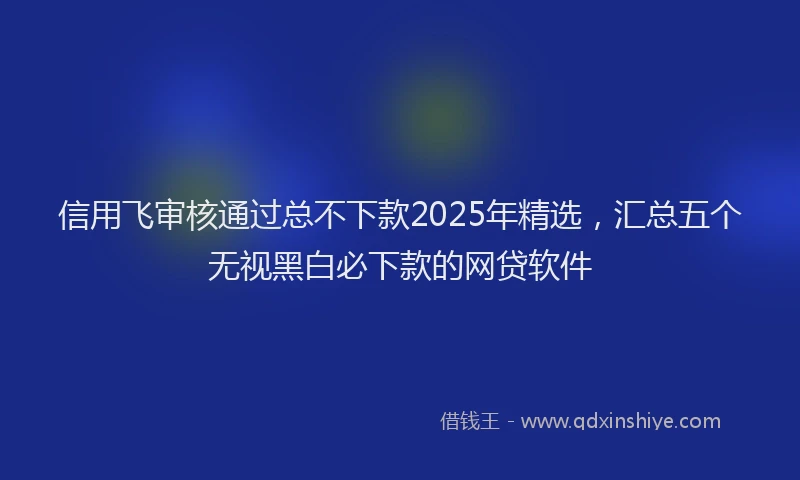 信用飞审核通过总不下款2025年精选，汇总五个无视黑白必下款的网贷软件