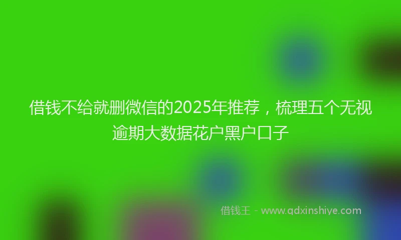 借钱不给就删微信的2025年推荐，梳理五个无视逾期大数据花户黑户口子