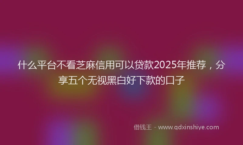 什么平台不看芝麻信用可以贷款2025年推荐，分享五个无视黑白好下款的口子