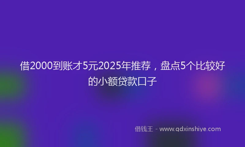 借2000到账才5元2025年推荐，盘点5个比较好的小额贷款口子