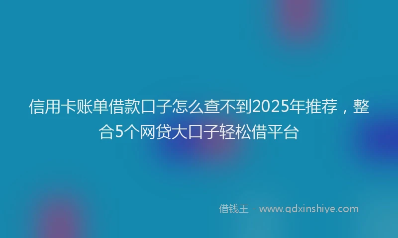信用卡账单借款口子怎么查不到2025年推荐，整合5个网贷大口子轻松借平台