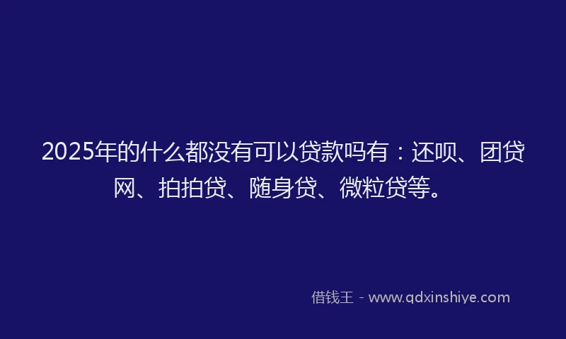 2025年的什么都没有可以贷款吗有：还呗、团贷网、拍拍贷、随身贷、微粒贷等。