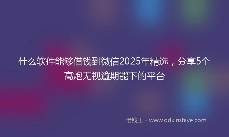 什么软件能够借钱到微信2025年精选，分享5个高炮无视逾期能下的平台