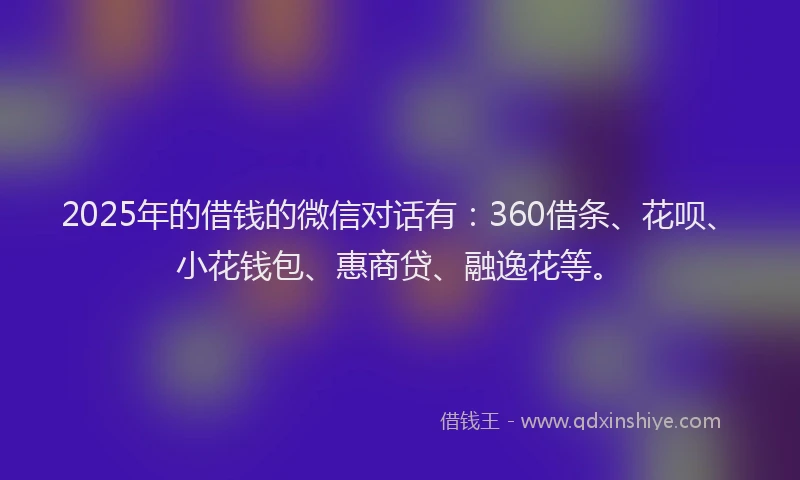 2025年的借钱的微信对话有：360借条、花呗、小花钱包、惠商贷、融逸花等。