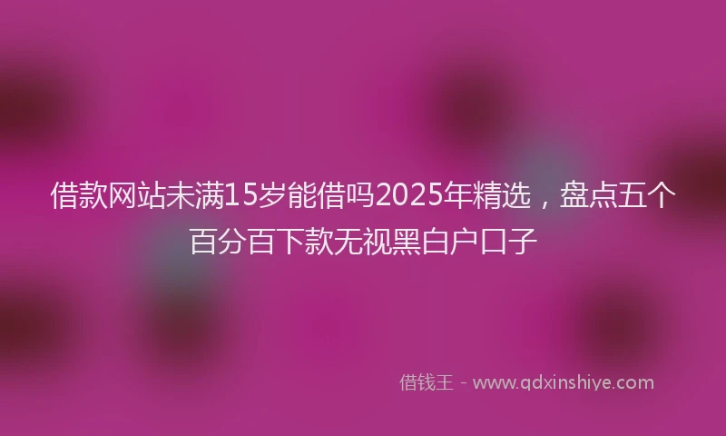 借款网站未满15岁能借吗2025年精选，盘点五个百分百下款无视黑白户口子