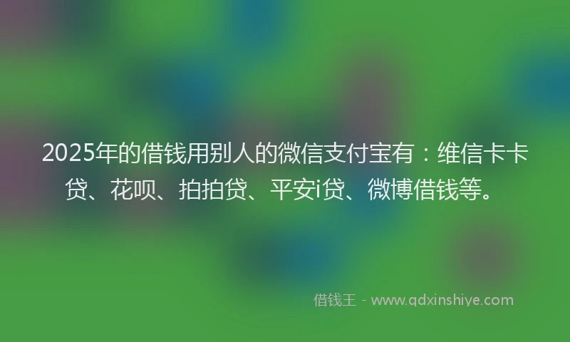 2025年的借钱用别人的微信支付宝有：维信卡卡贷、花呗、拍拍贷、平安i贷、微博借钱等。