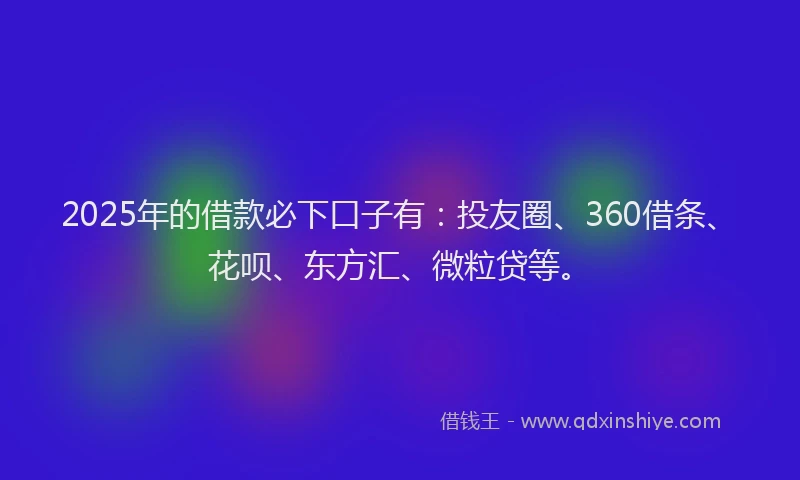 2025年的借款必下口子有：投友圈、360借条、花呗、东方汇、微粒贷等。
