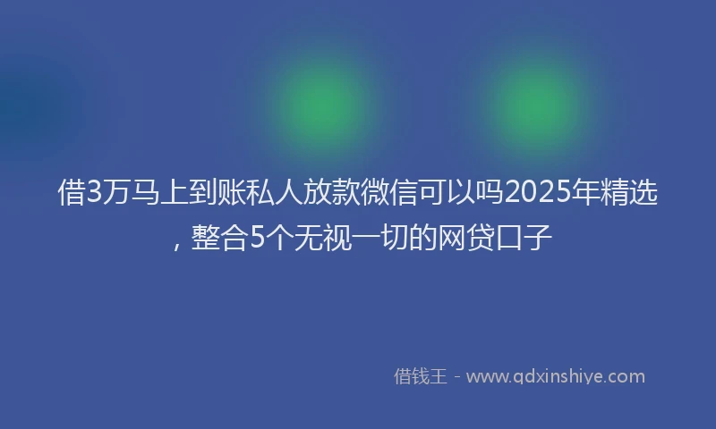 借3万马上到账私人放款微信可以吗2025年精选，整合5个无视一切的网贷口子