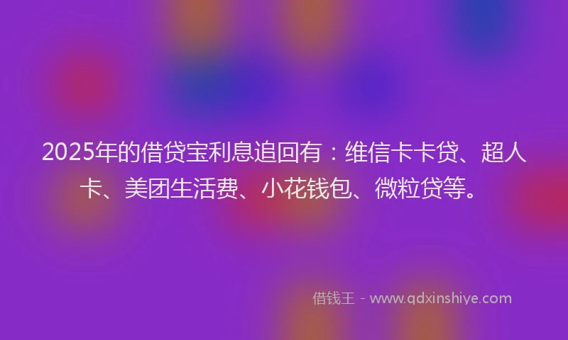 2025年的借贷宝利息追回有：维信卡卡贷、超人卡、美团生活费、小花钱包、微粒贷等。