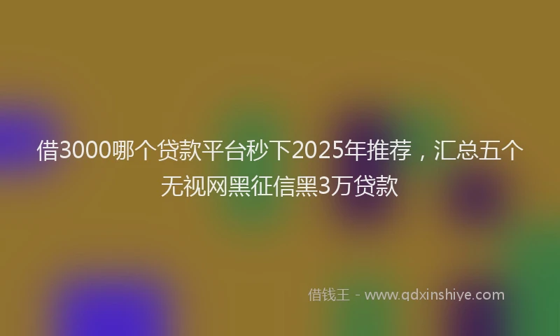 借3000哪个贷款平台秒下2025年推荐，汇总五个无视网黑征信黑3万贷款