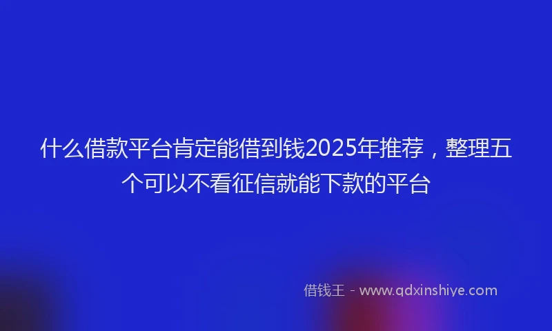 什么借款平台肯定能借到钱2025年推荐，整理五个可以不看征信就能下款的平台