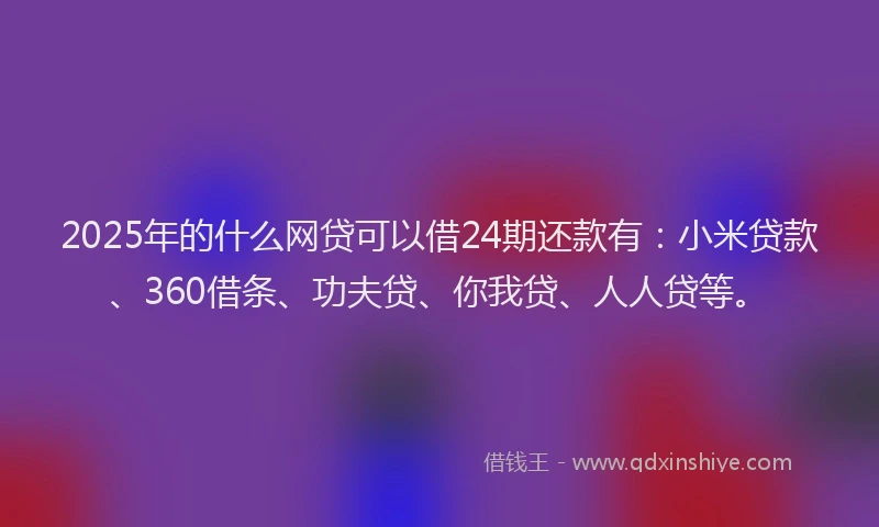 2025年的什么网贷可以借24期还款有：小米贷款、360借条、功夫贷、你我贷、人人贷等。