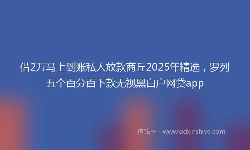 借2万马上到账私人放款商丘2025年精选，罗列五个百分百下款无视黑白户网贷app