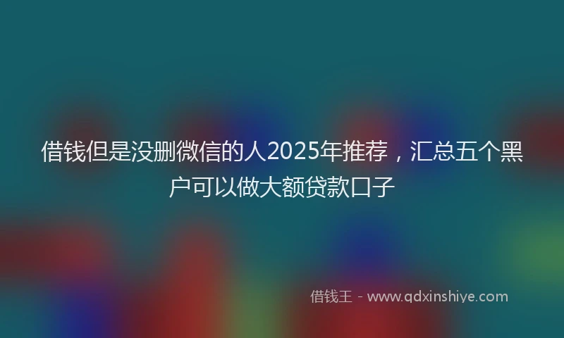 借钱但是没删微信的人2025年推荐，汇总五个黑户可以做大额贷款口子
