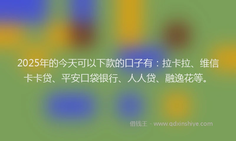 2025年的今天可以下款的口子有：拉卡拉、维信卡卡贷、平安口袋银行、人人贷、融逸花等。