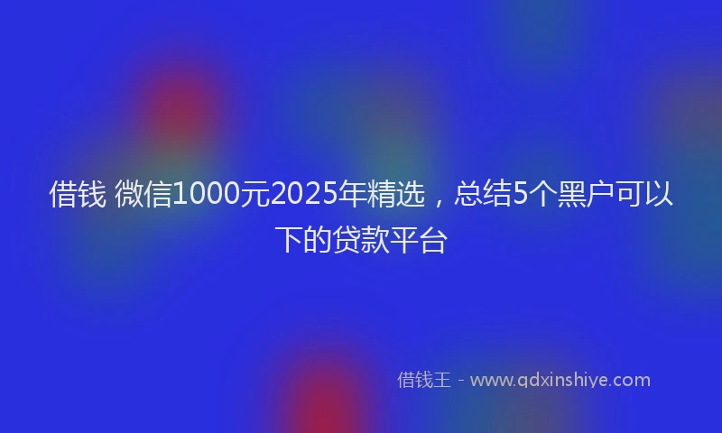 借钱 微信1000元2025年精选，总结5个黑户可以下的贷款平台