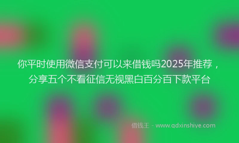你平时使用微信支付可以来借钱吗2025年推荐，分享五个不看征信无视黑白百分百下款平台