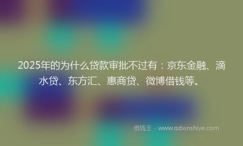 2025年的为什么贷款审批不过有：京东金融、滴水贷、东方汇、惠商贷、微博借钱等。