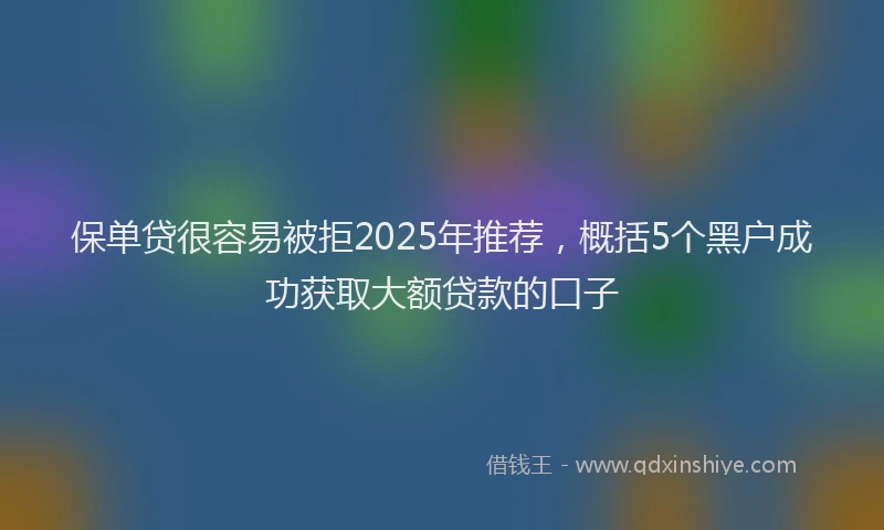 保单贷很容易被拒2025年推荐，概括5个黑户成功获取大额贷款的口子