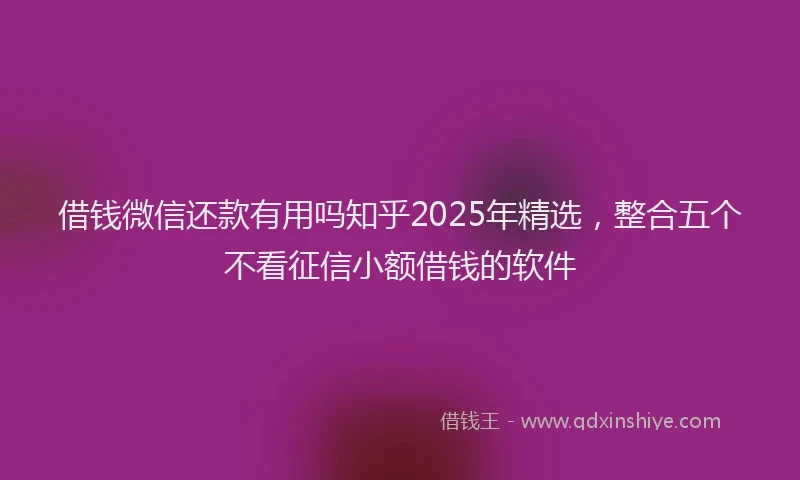 借钱微信还款有用吗知乎2025年精选，整合五个不看征信小额借钱的软件
