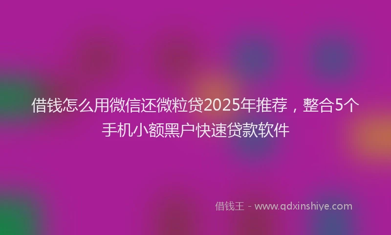 借钱怎么用微信还微粒贷2025年推荐，整合5个手机小额黑户快速贷款软件