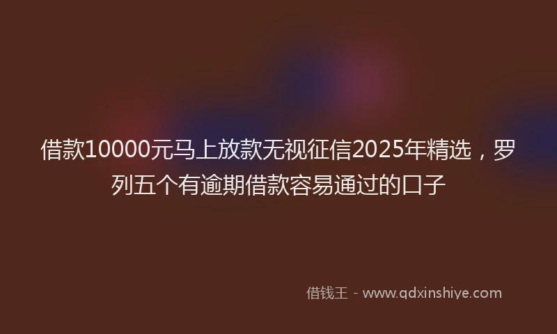 借款10000元马上放款无视征信2025年精选，罗列五个有逾期借款容易通过的口子