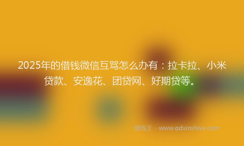 2025年的借钱微信互骂怎么办有：拉卡拉、小米贷款、安逸花、团贷网、好期贷等。
