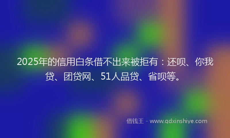 2025年的信用白条借不出来被拒有：还呗、你我贷、团贷网、51人品贷、省呗等。
