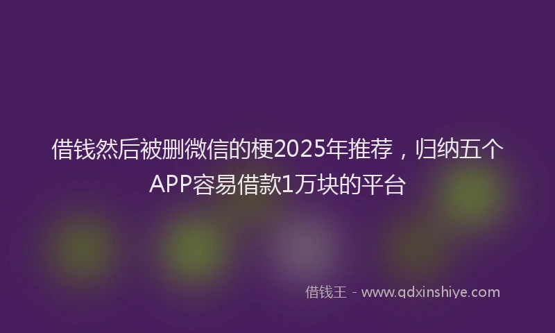 借钱然后被删微信的梗2025年推荐，归纳五个APP容易借款1万块的平台